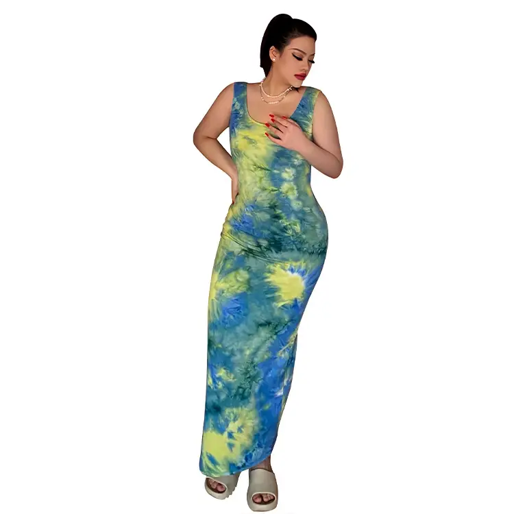Sleeveless Tie-Dyed Sheath Dress for Women - Image 2