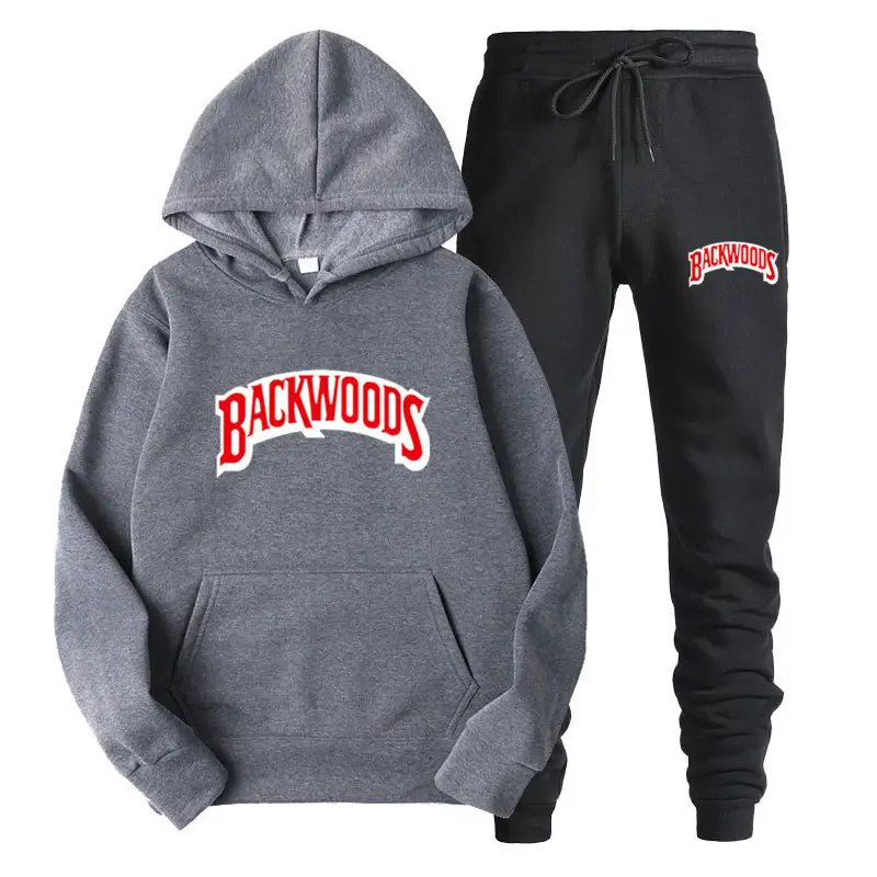 Men Grey Backwoods Hoodie & Pants Set - Image 6
