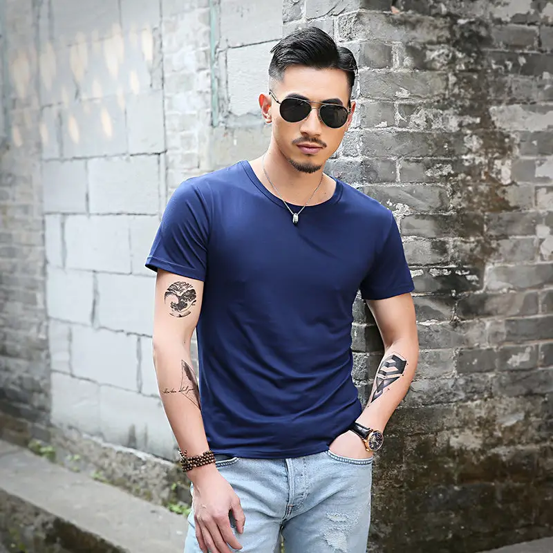 Men's Olive Green Short Sleeve T-Shirt Solid Color - Image 12