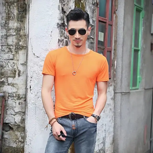Men's Olive Green Short Sleeve T-Shirt Solid Color - Image 15