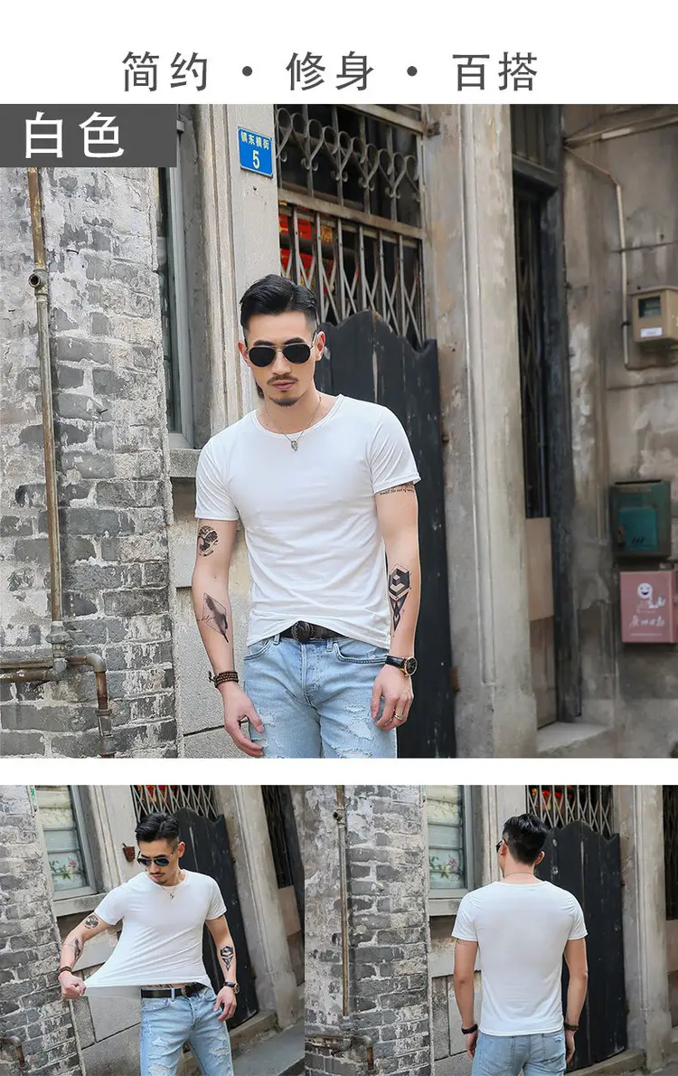Men's Olive Green Short Sleeve T-Shirt Solid Color — feature 5