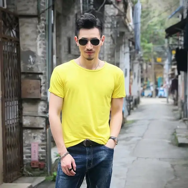 Men's Olive Green Short Sleeve T-Shirt Solid Color - Image 2