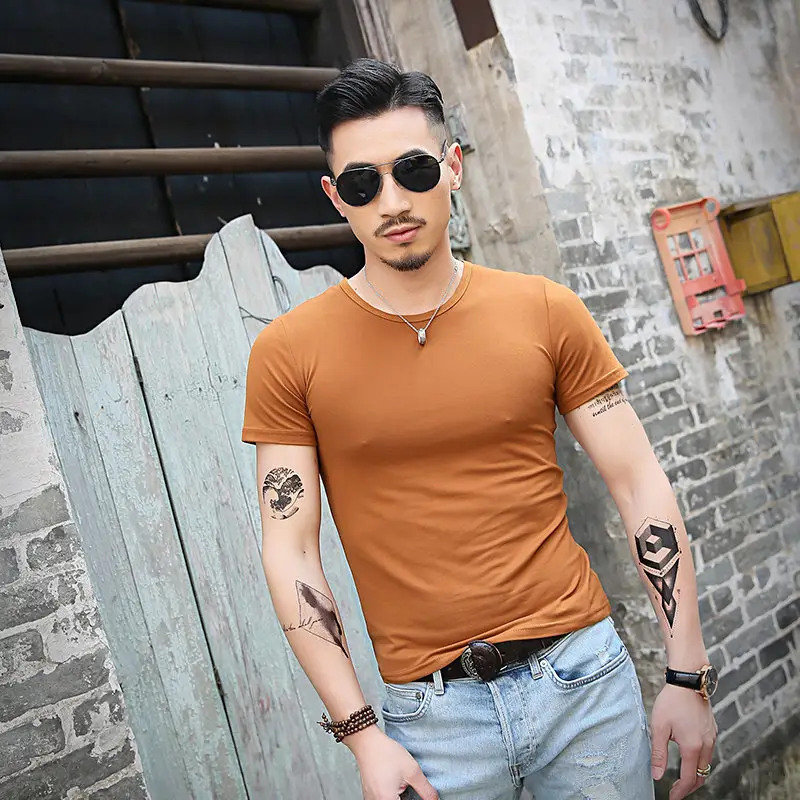 Men's Olive Green Short Sleeve T-Shirt Solid Color - Image 4