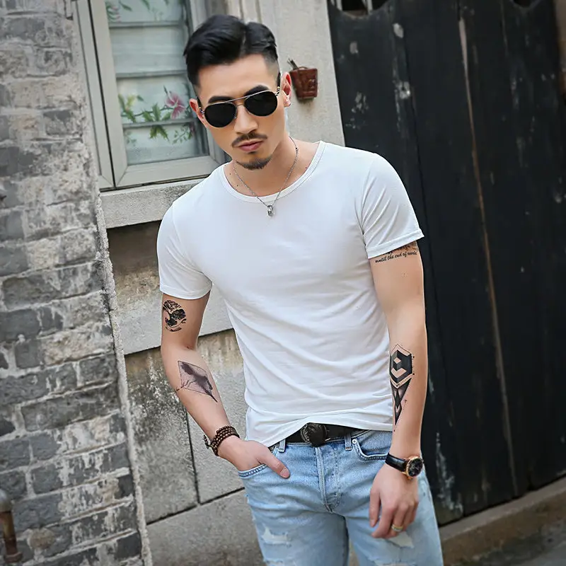 Men's Olive Green Short Sleeve T-Shirt Solid Color - Image 5