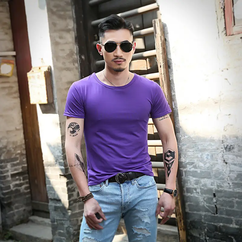 Men's Olive Green Short Sleeve T-Shirt Solid Color - Image 7
