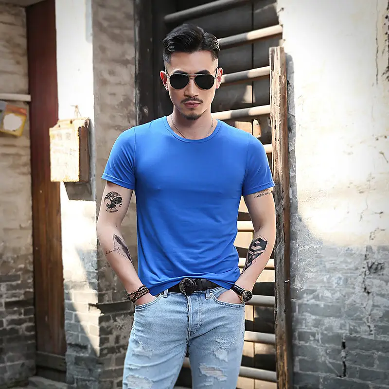 Men's Olive Green Short Sleeve T-Shirt Solid Color - Image 8