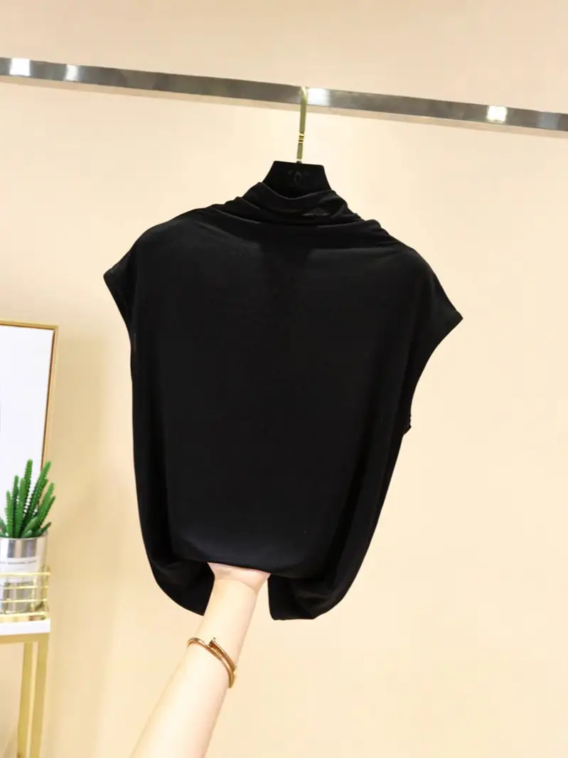 Black Half-Collar Women's T-Shirt Slim Fit - Image 11