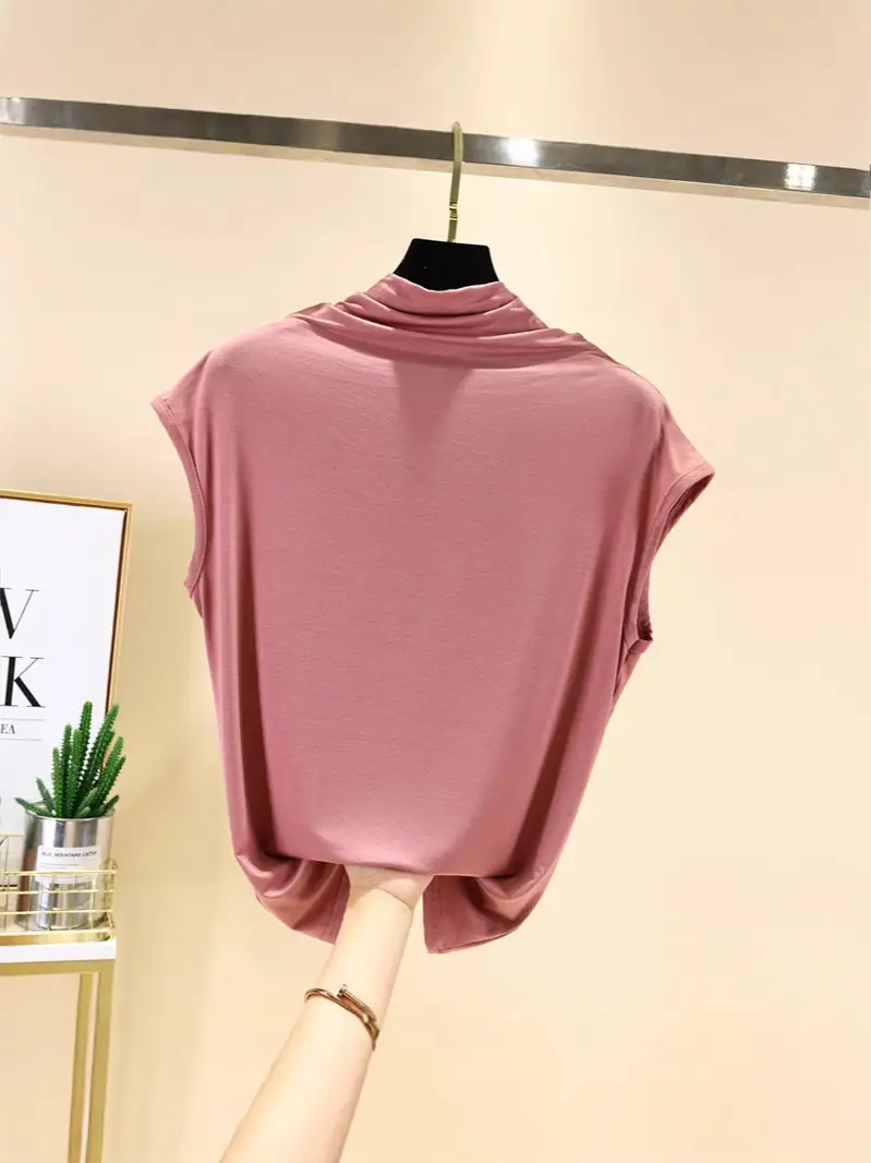 Black Half-Collar Women's T-Shirt Slim Fit - Image 12