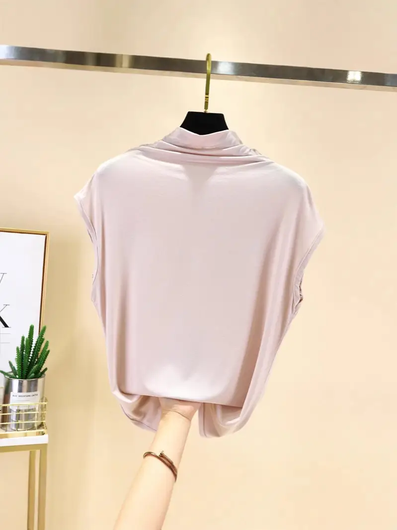 Black Half-Collar Women's T-Shirt Slim Fit - Image 13