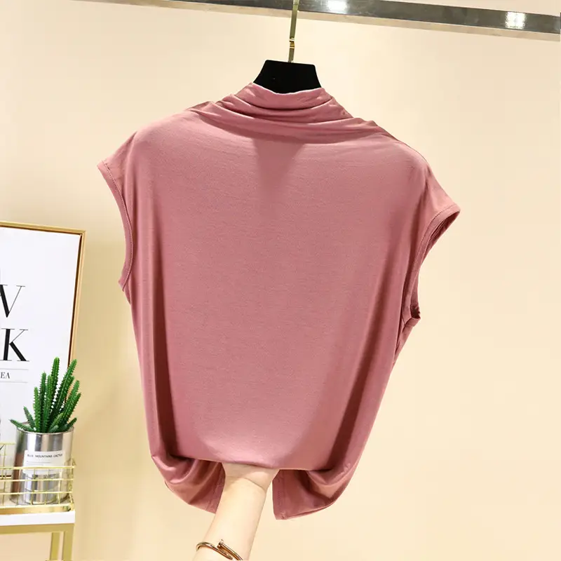 Black Half-Collar Women's T-Shirt Slim Fit - Image 2