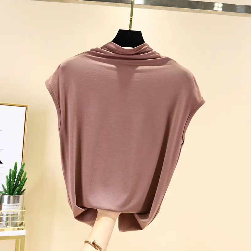 Black Half-Collar Women's T-Shirt Slim Fit - Image 3