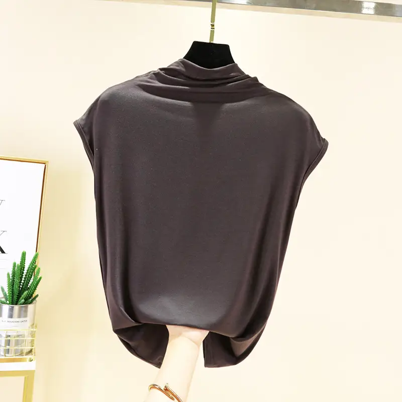 Black Half-Collar Women's T-Shirt Slim Fit - Image 6