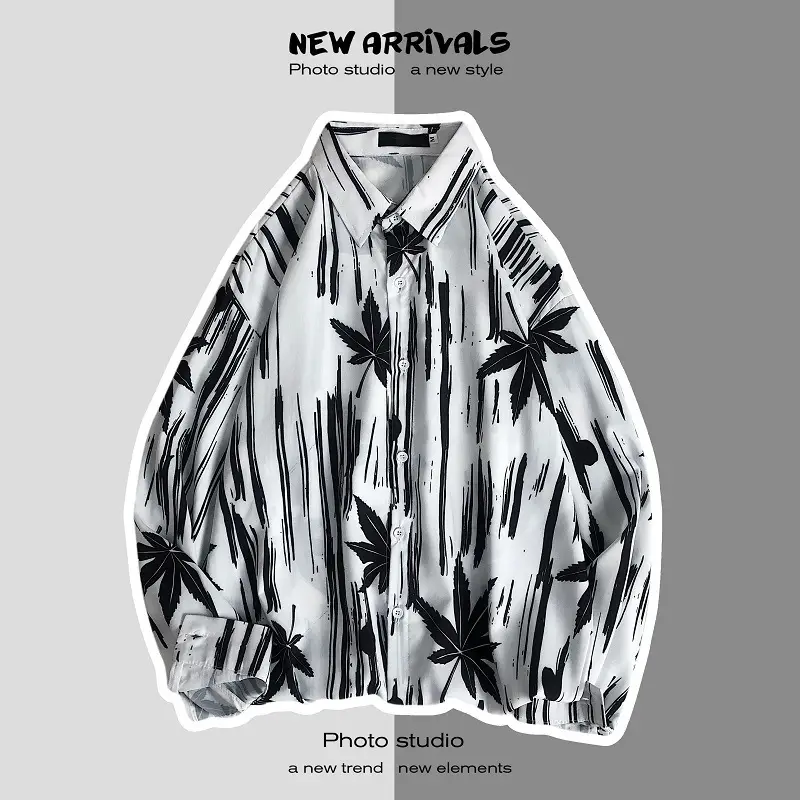 Men Korean Style Printed Jacket Spring Autumn Long Sleeve — feature 13