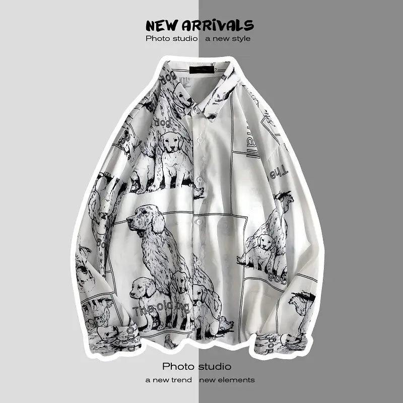Men Korean Style Printed Jacket Spring Autumn Long Sleeve — feature 15