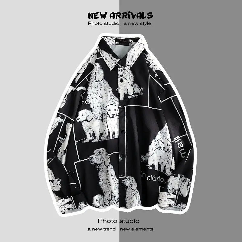 Men Korean Style Printed Jacket Spring Autumn Long Sleeve — feature 16