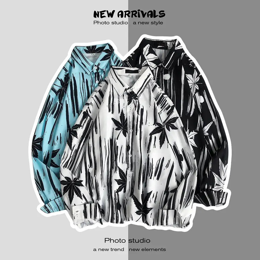 Men Korean Style Printed Jacket Spring Autumn Long Sleeve — feature 3