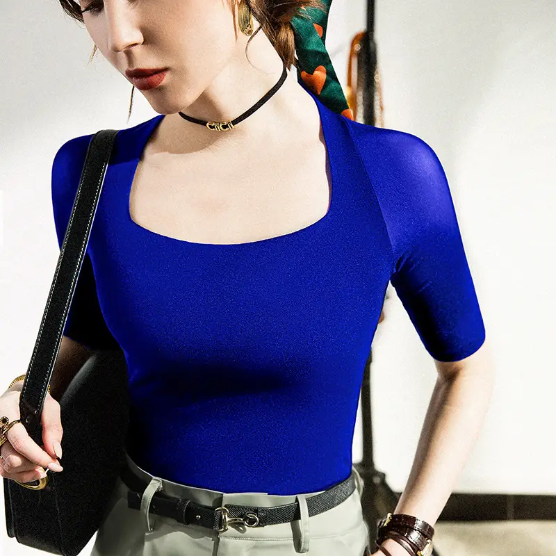 Maroon Mesh Sleeve Top with Square Collar