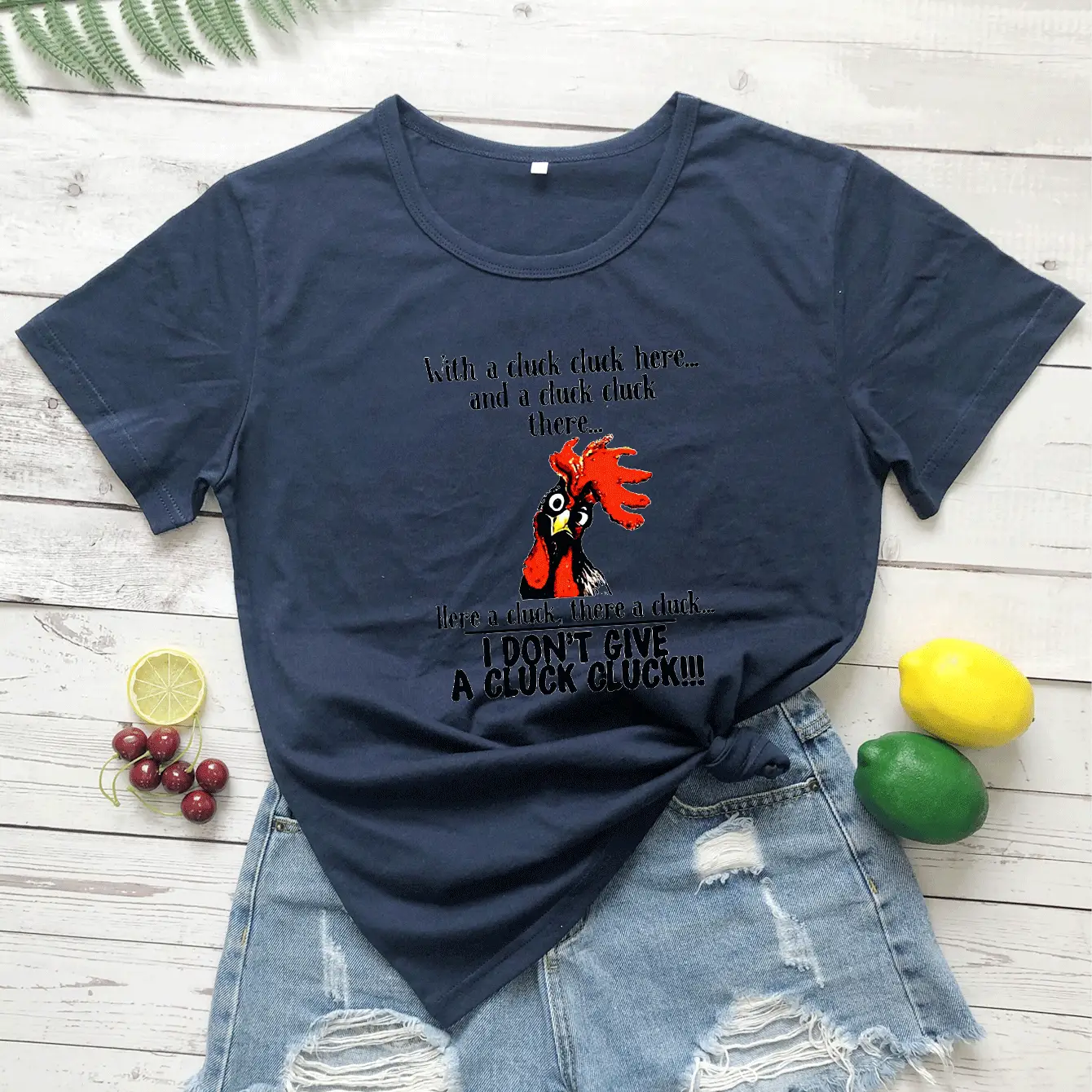 Black T-Shirt with Rooster Graphic Loose Fit Maroon - Image 10