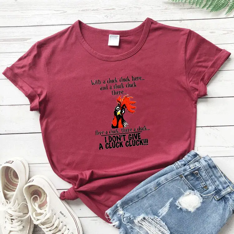 Black T-Shirt with Rooster Graphic Loose Fit Maroon - Image 7