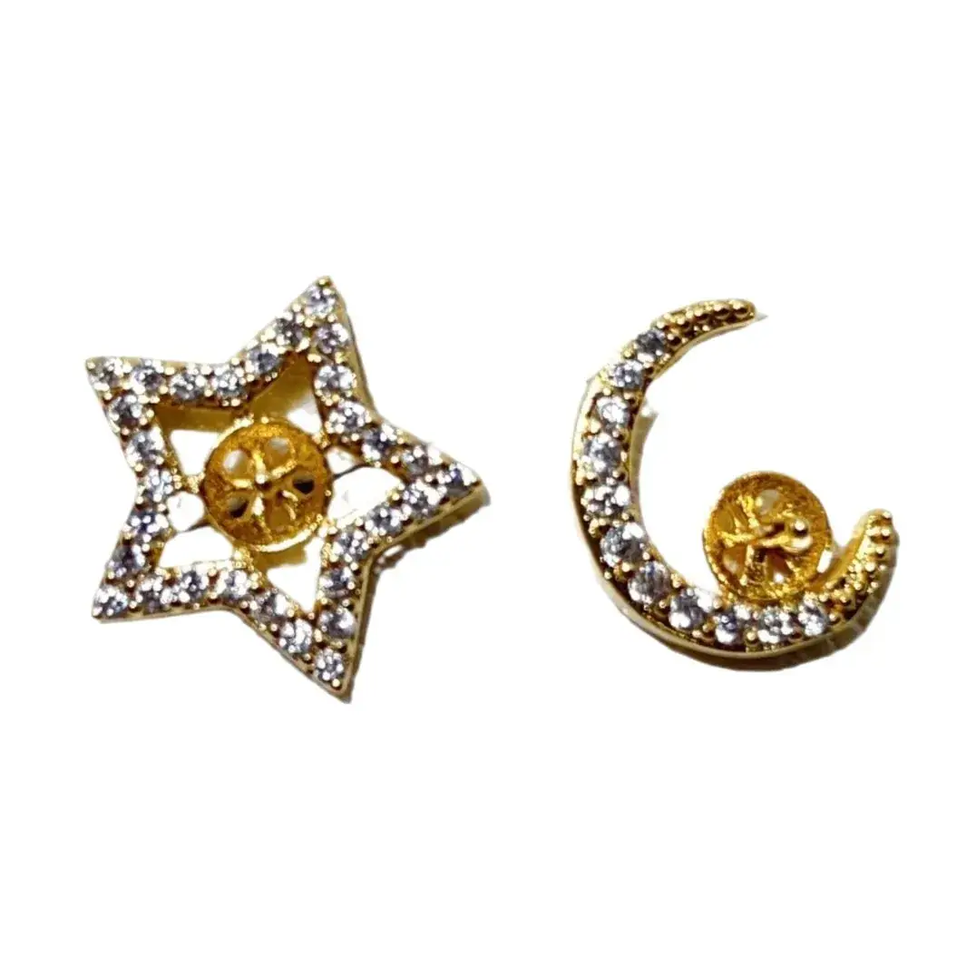 New S925 Natural Freshwater Pearl Earrings 18K Gold Plated - Image 93