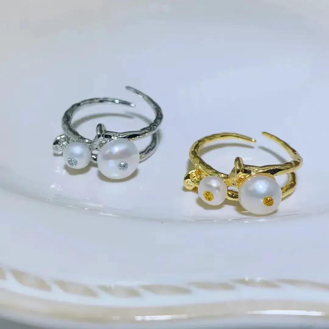 New S925 Natural Freshwater Pearl Earrings 18K Gold Plated - Image 13
