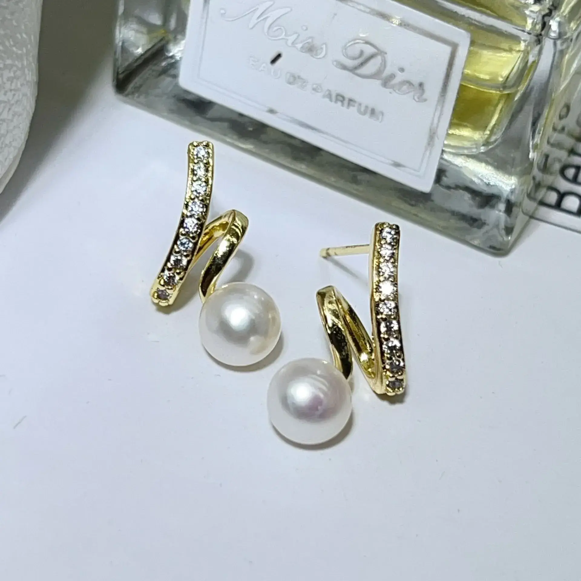 New S925 Natural Freshwater Pearl Earrings 18K Gold Plated - Image 14