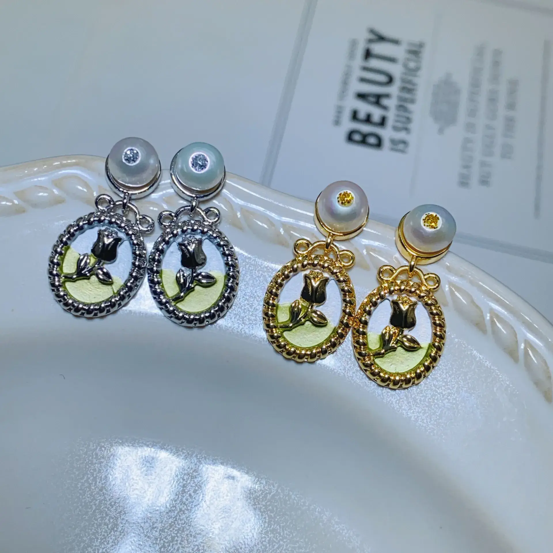 New S925 Natural Freshwater Pearl Earrings 18K Gold Plated - Image 21