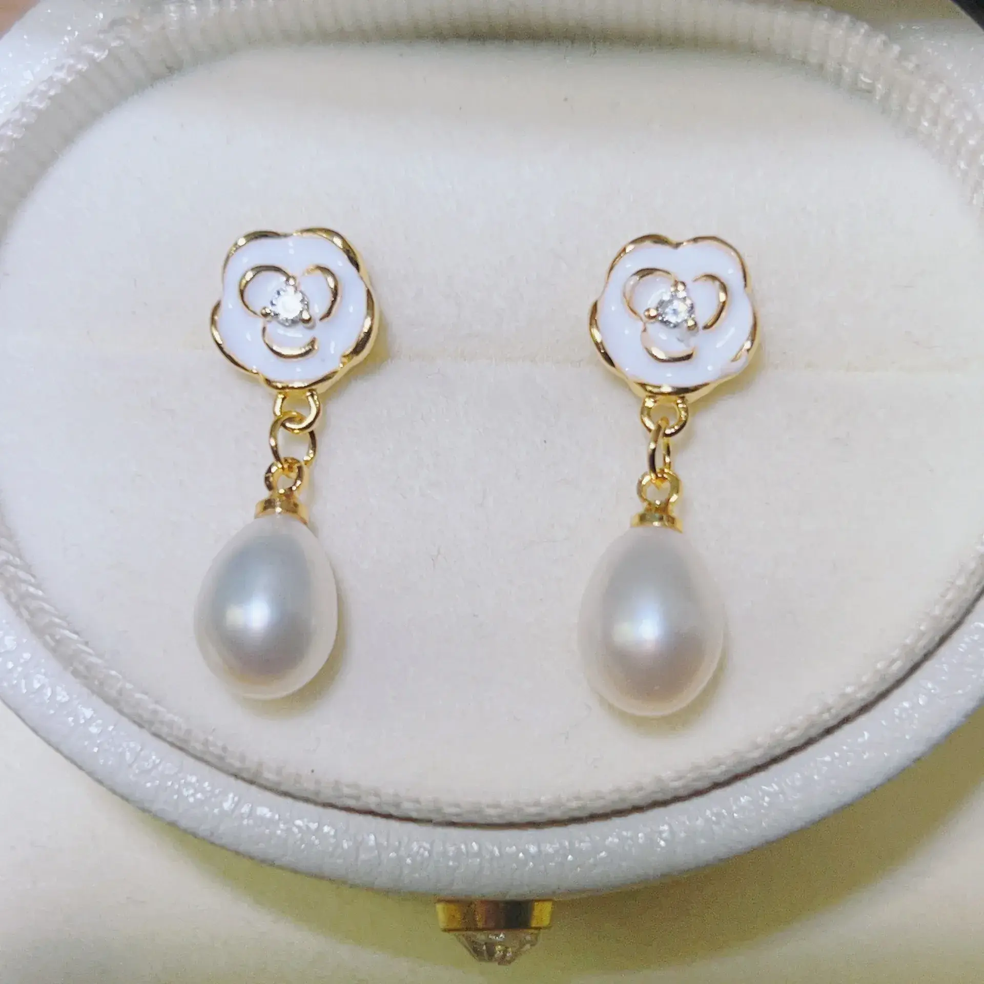 New S925 Natural Freshwater Pearl Earrings 18K Gold Plated - Image 27