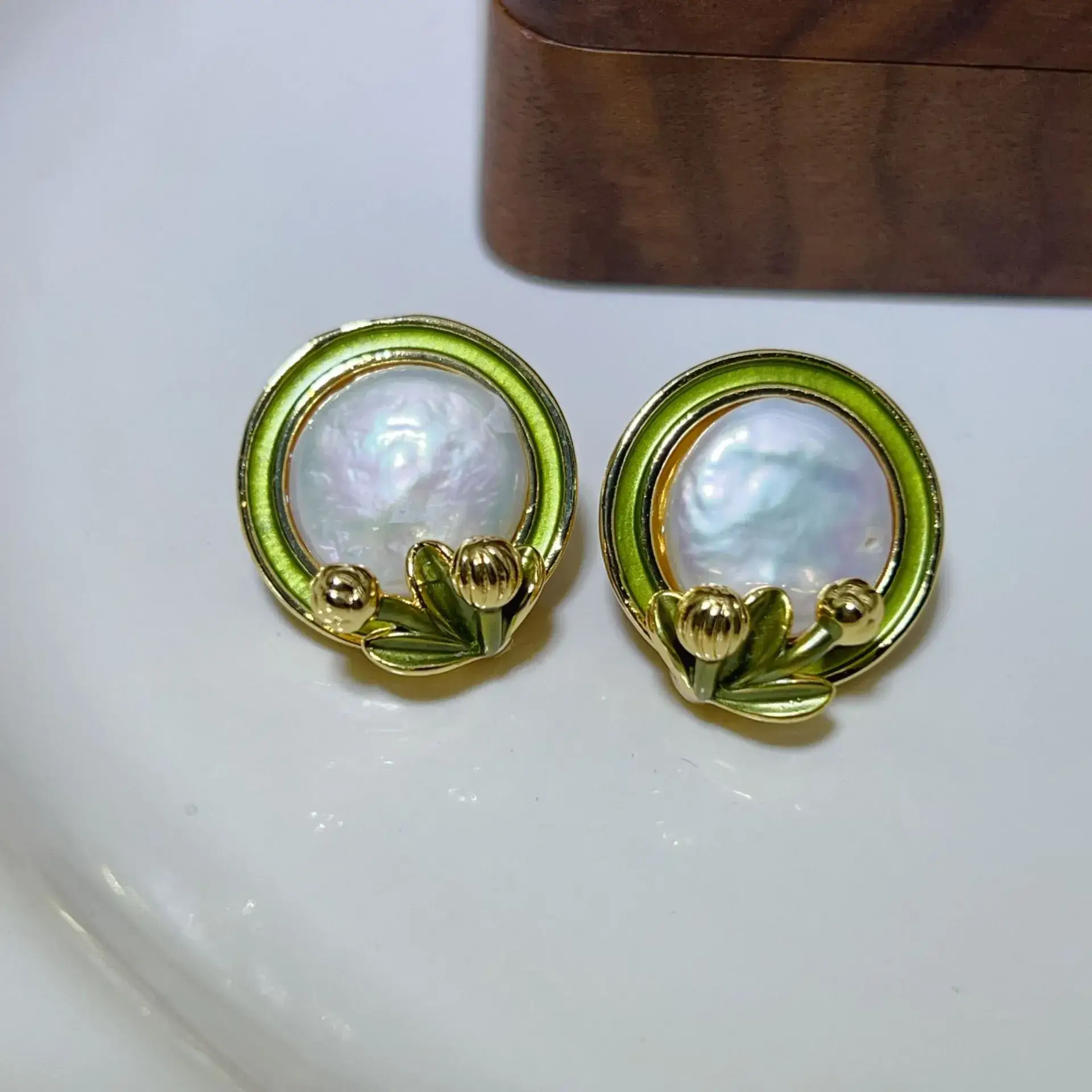 New S925 Natural Freshwater Pearl Earrings 18K Gold Plated - Image 28