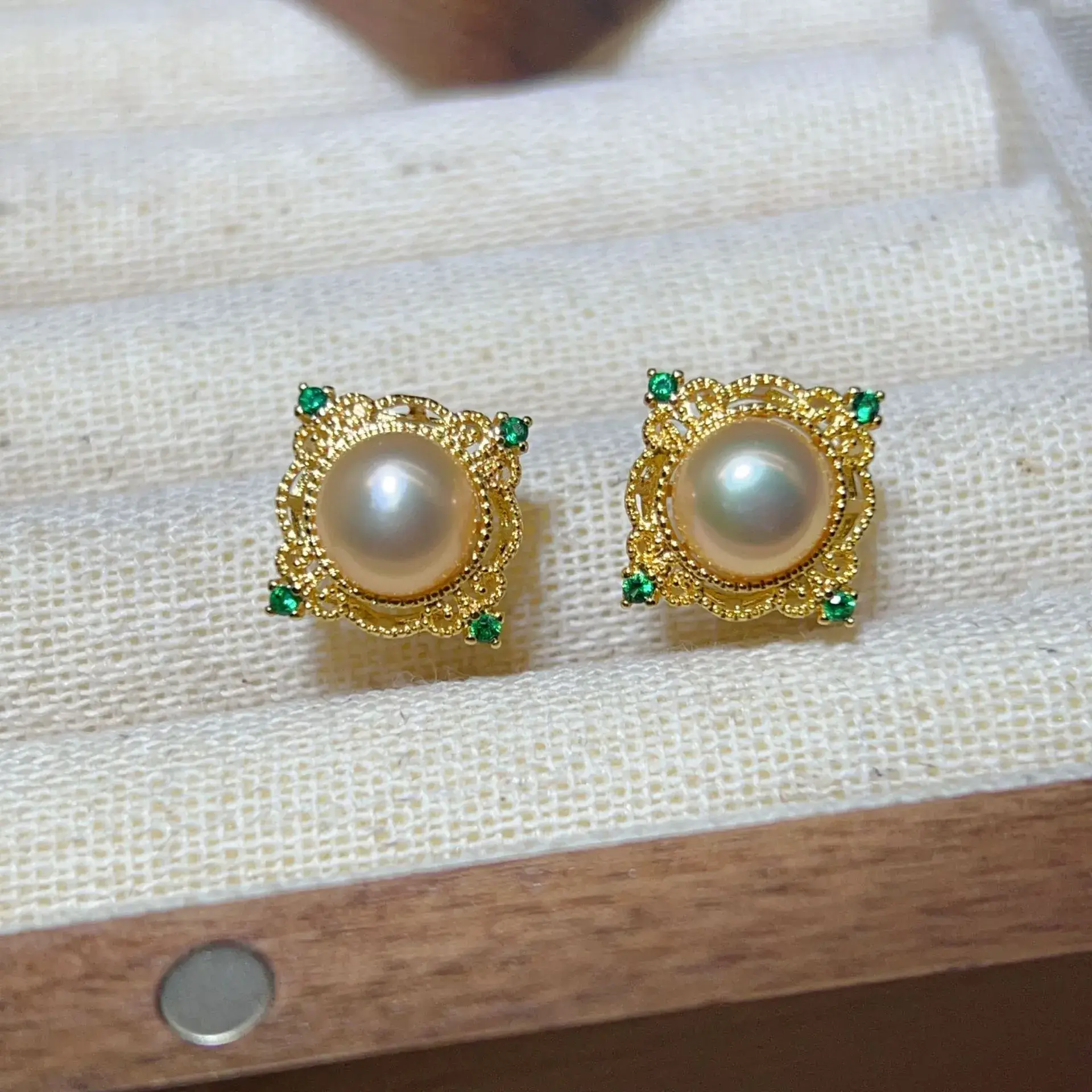 New S925 Natural Freshwater Pearl Earrings 18K Gold Plated - Image 29