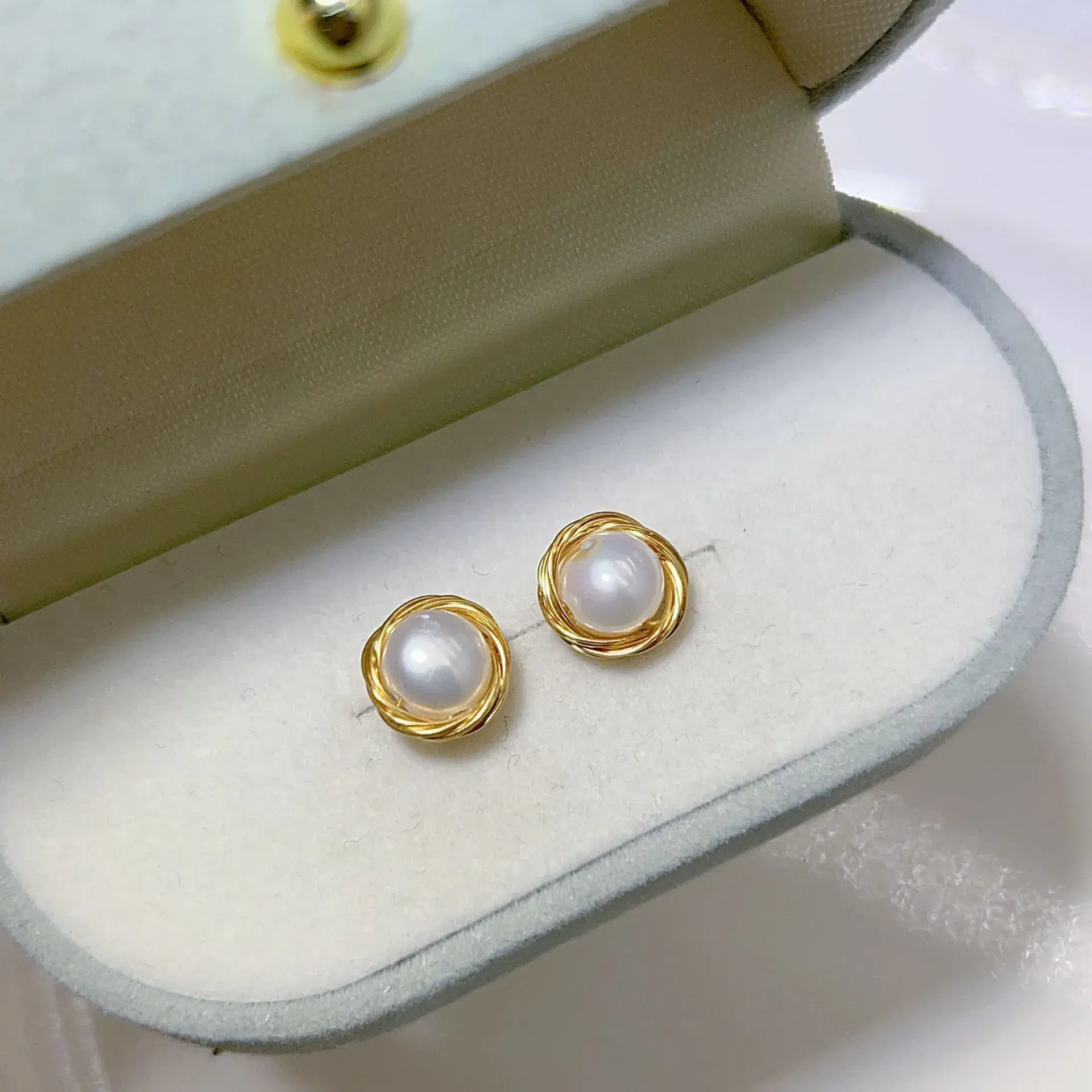 New S925 Natural Freshwater Pearl Earrings 18K Gold Plated - Image 33