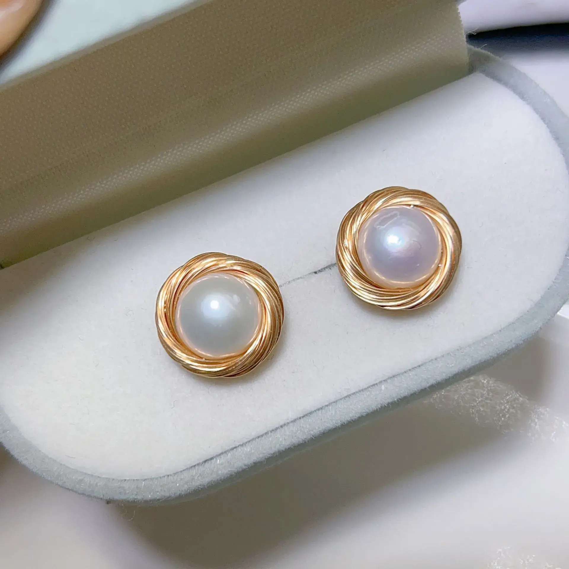 New S925 Natural Freshwater Pearl Earrings 18K Gold Plated - Image 36