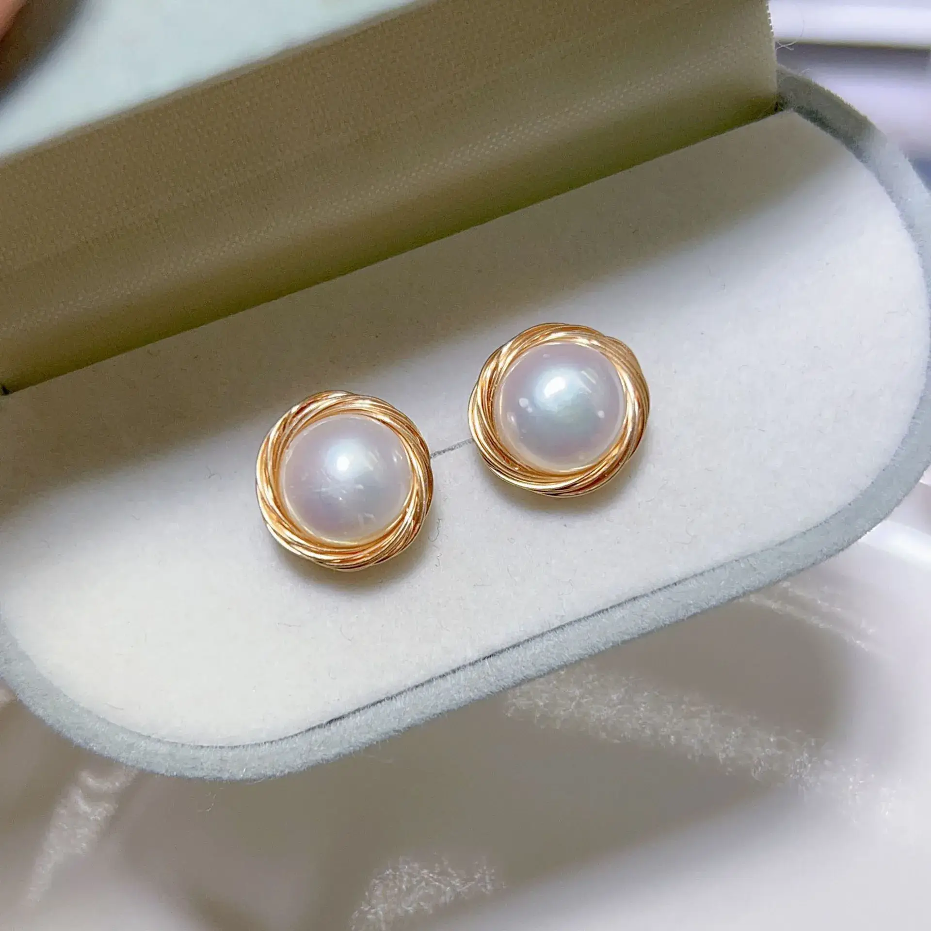 New S925 Natural Freshwater Pearl Earrings 18K Gold Plated - Image 37