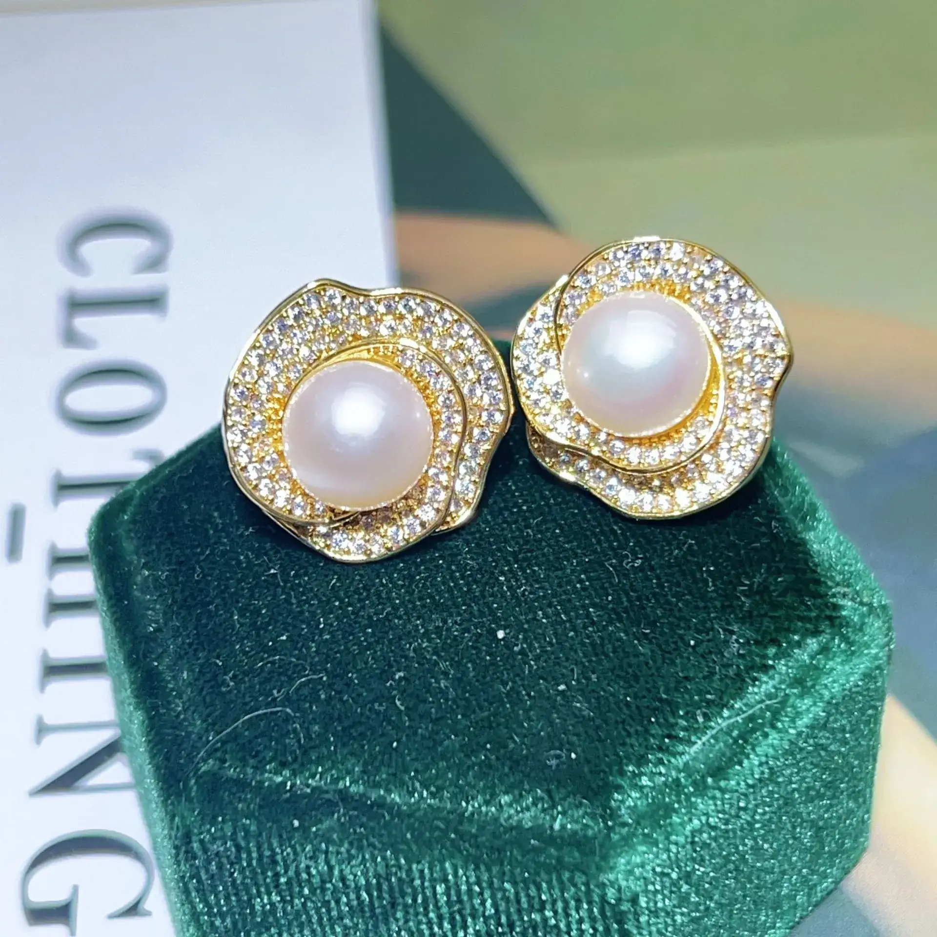 New S925 Natural Freshwater Pearl Earrings 18K Gold Plated - Image 43
