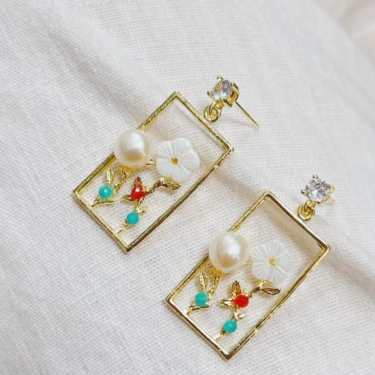 New S925 Natural Freshwater Pearl Earrings 18K Gold Plated - Image 46
