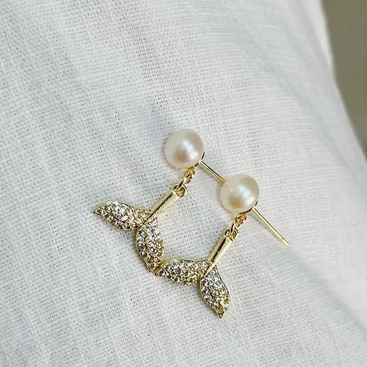 New S925 Natural Freshwater Pearl Earrings 18K Gold Plated - Image 47