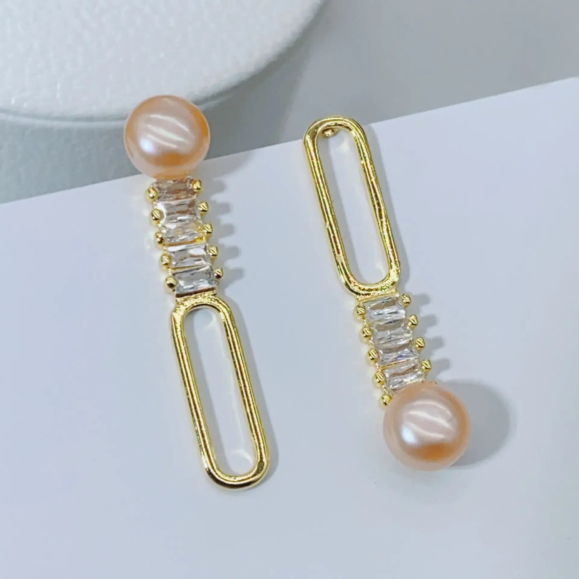 New S925 Natural Freshwater Pearl Earrings 18K Gold Plated - Image 5