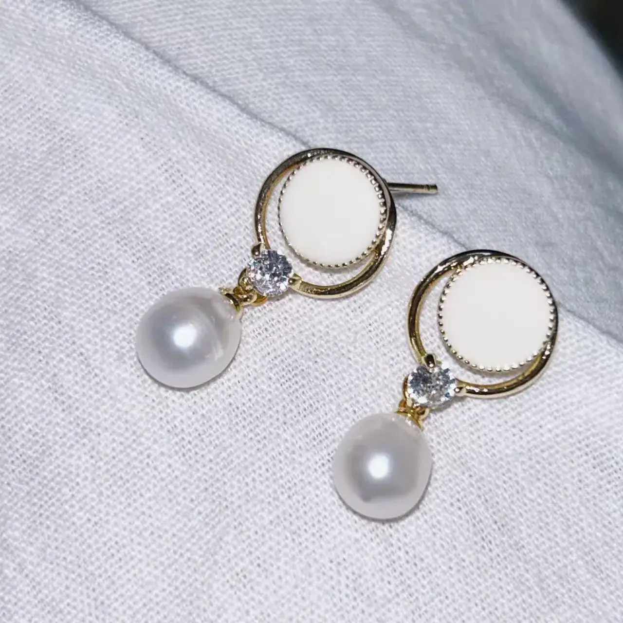 New S925 Natural Freshwater Pearl Earrings 18K Gold Plated - Image 52