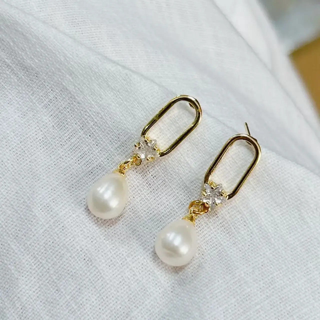 New S925 Natural Freshwater Pearl Earrings 18K Gold Plated - Image 53