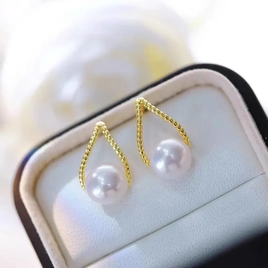 New S925 Natural Freshwater Pearl Earrings 18K Gold Plated - Image 55