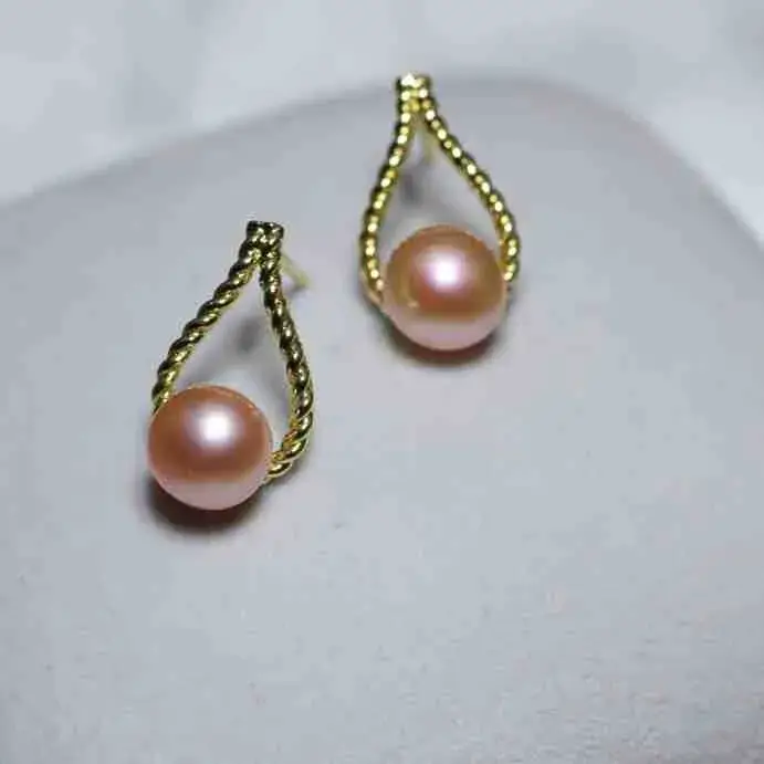 New S925 Natural Freshwater Pearl Earrings 18K Gold Plated - Image 56