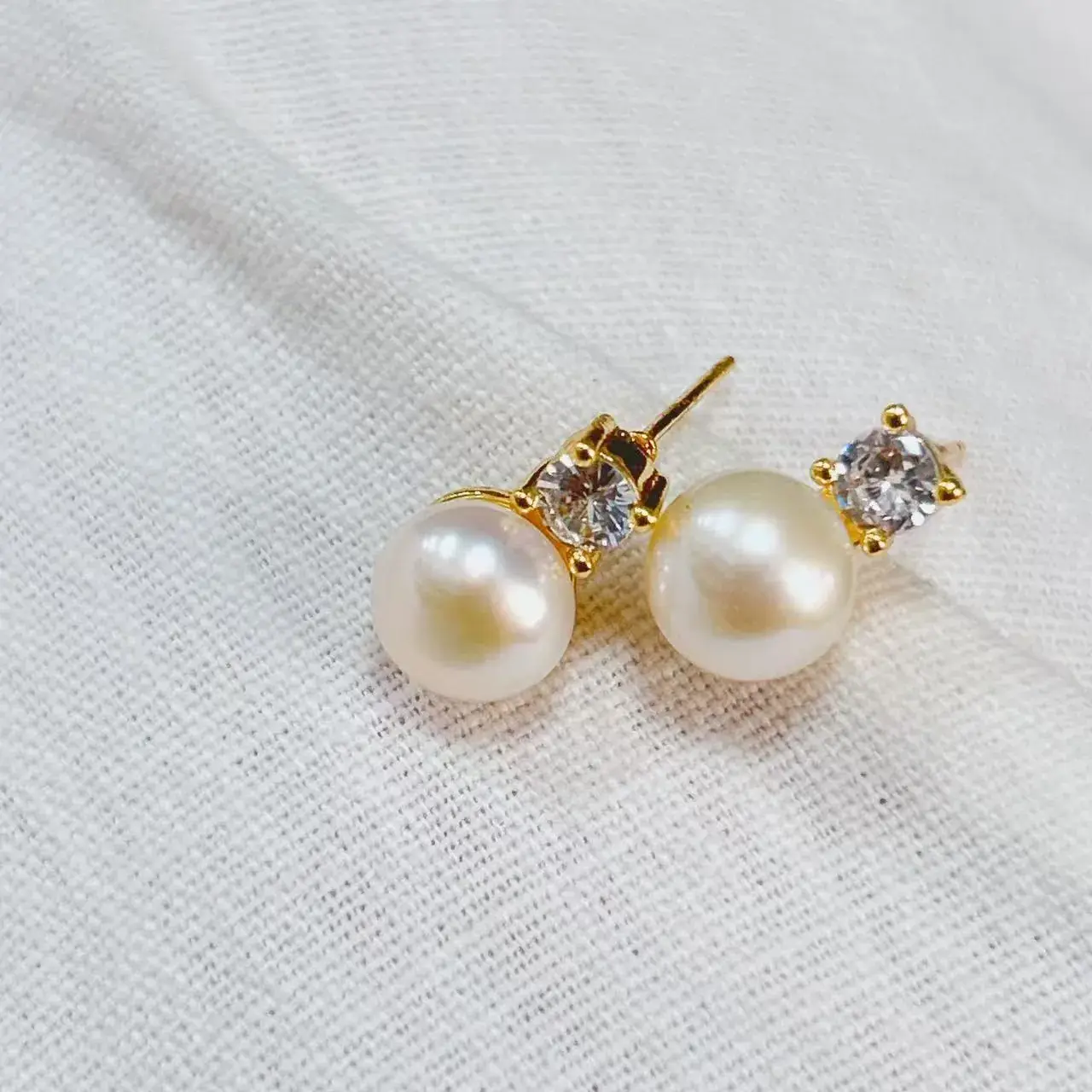 New S925 Natural Freshwater Pearl Earrings 18K Gold Plated - Image 58