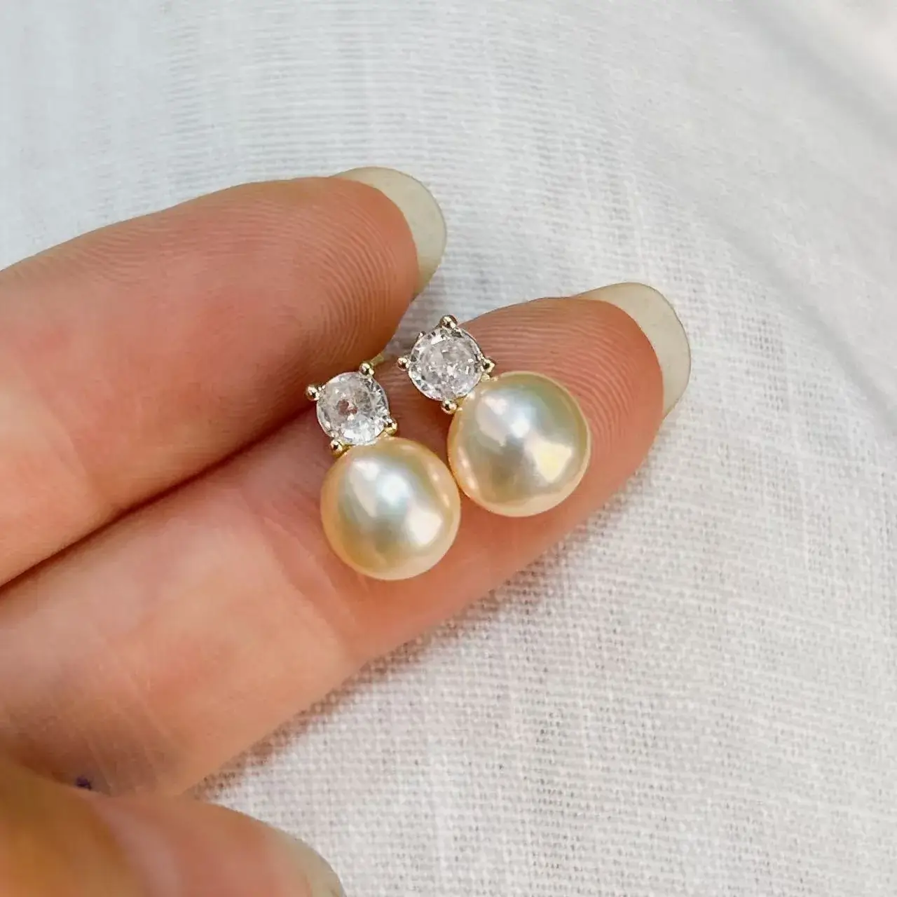 New S925 Natural Freshwater Pearl Earrings 18K Gold Plated - Image 59