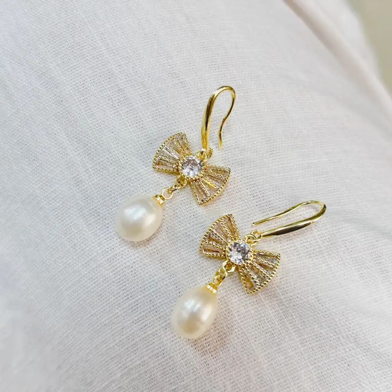 New S925 Natural Freshwater Pearl Earrings 18K Gold Plated - Image 66
