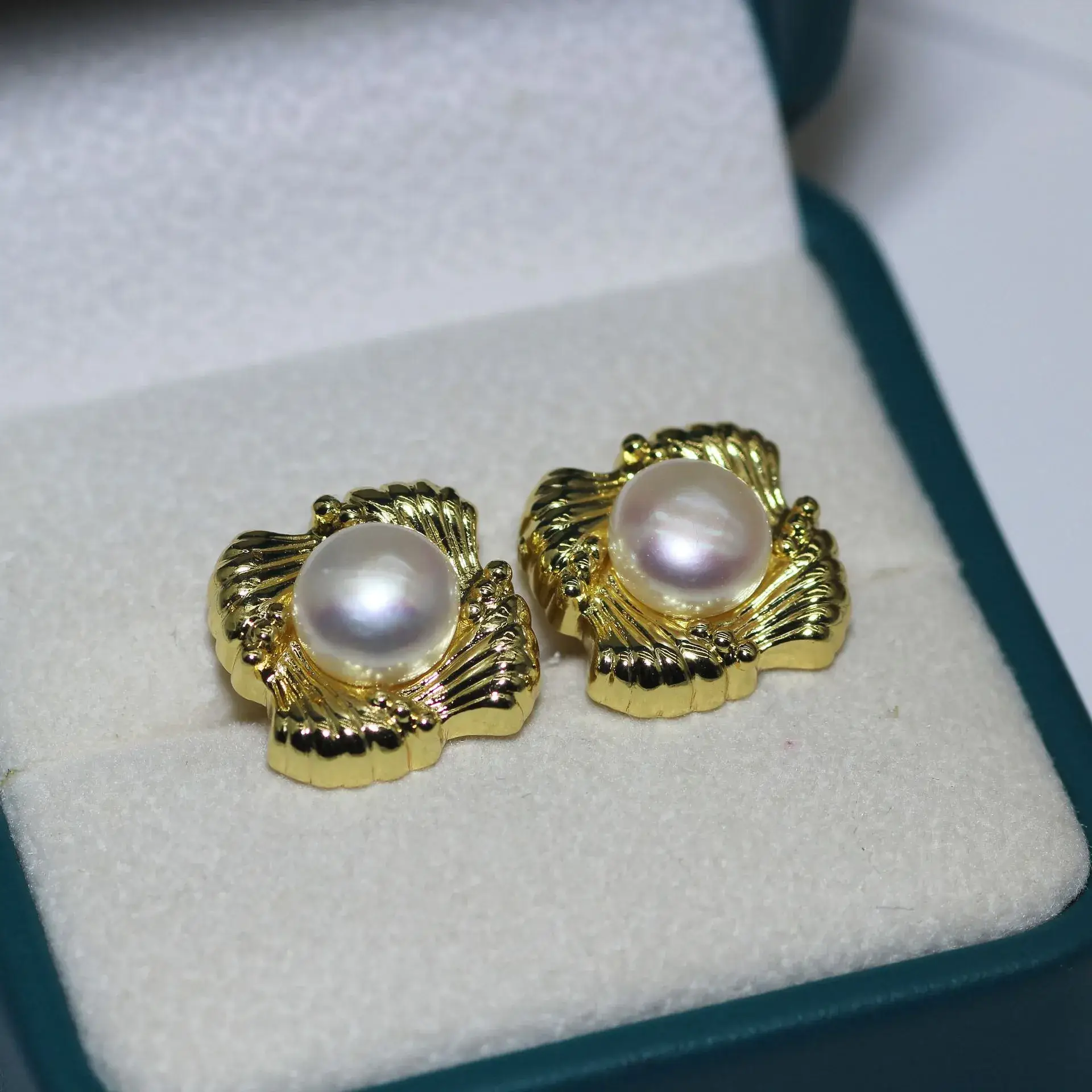 New S925 Natural Freshwater Pearl Earrings 18K Gold Plated - Image 7