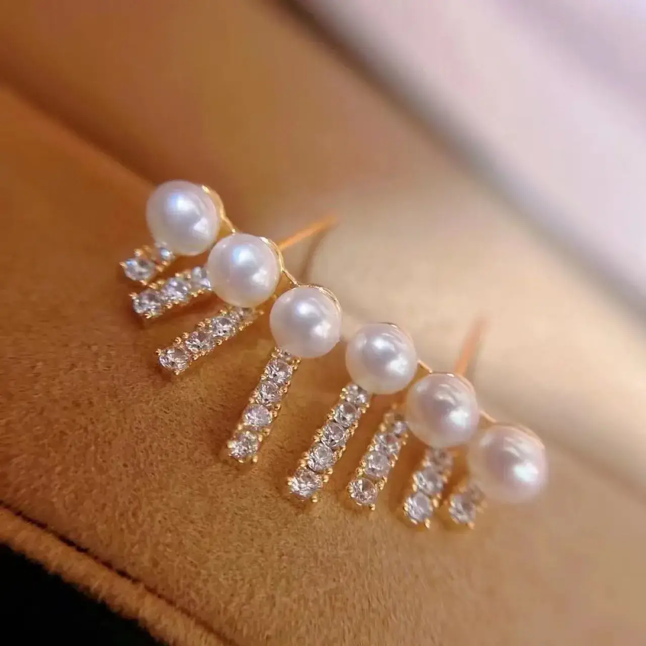 New S925 Natural Freshwater Pearl Earrings 18K Gold Plated - Image 74