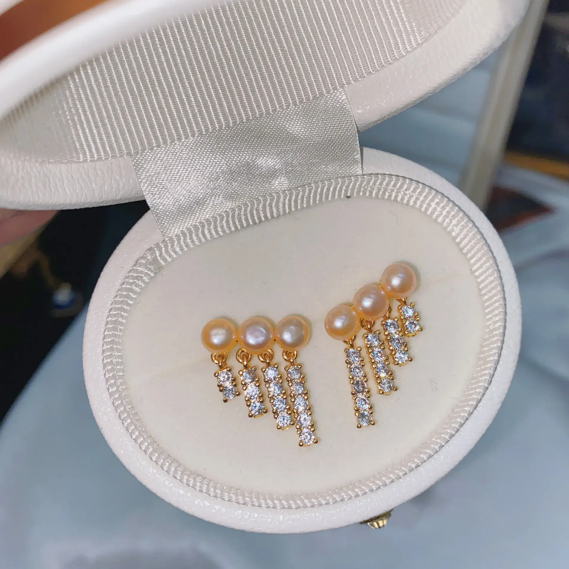 New S925 Natural Freshwater Pearl Earrings 18K Gold Plated - Image 75