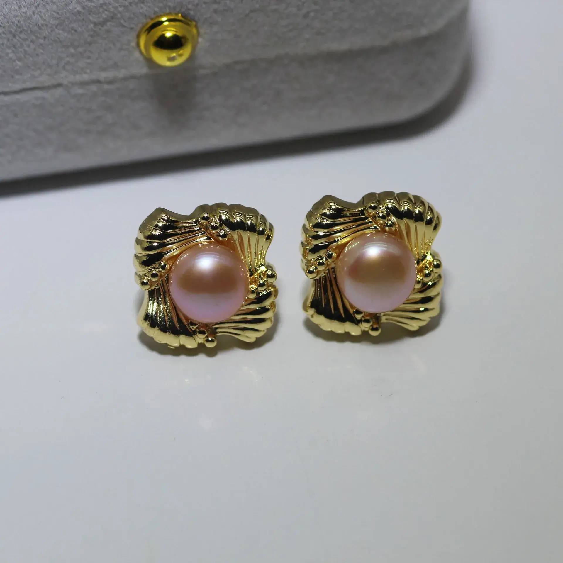 New S925 Natural Freshwater Pearl Earrings 18K Gold Plated - Image 8