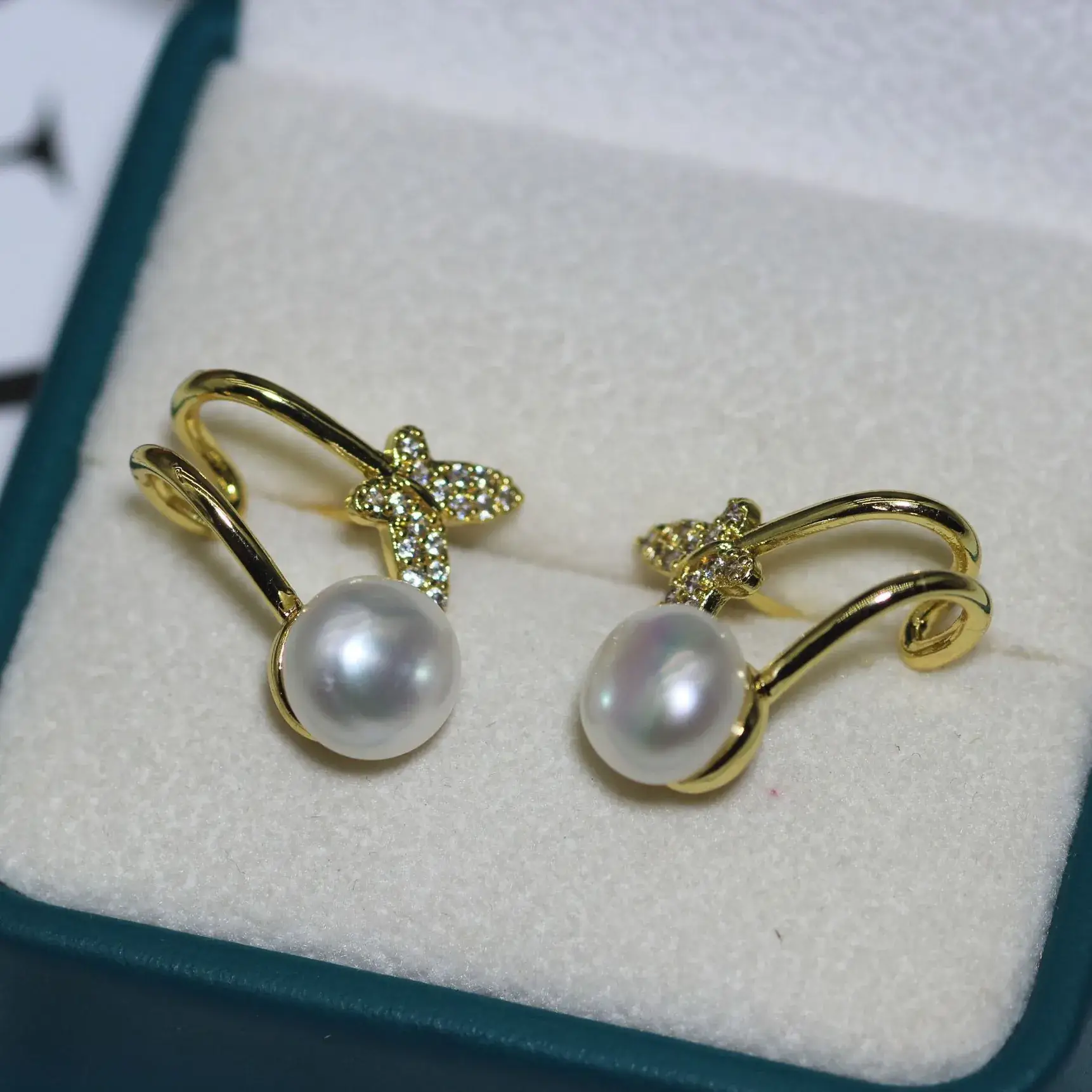 New S925 Natural Freshwater Pearl Earrings 18K Gold Plated - Image 78
