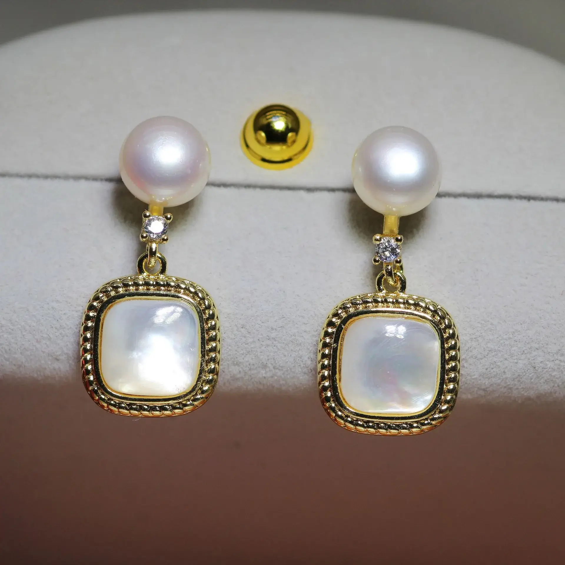 New S925 Natural Freshwater Pearl Earrings 18K Gold Plated - Image 85